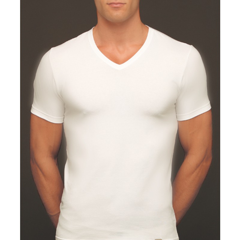 camiseta de hombre manga corta ALGODON blanca merceria montse